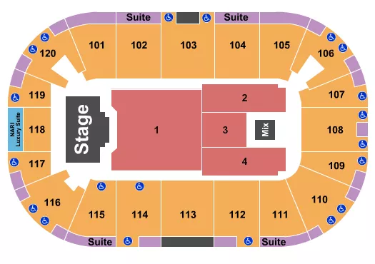 seating chart for Agganis Arena - Endstage Flr 1 & 2-4 - eventticketscenter.com