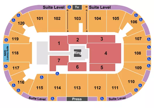 seating chart for Agganis Arena - TNA 1 - eventticketscenter.com