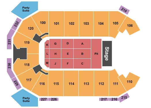 seating chart for Akins Ford Arena at The Classic Center - Endstage GA Pit 5 - eventticketscenter.com