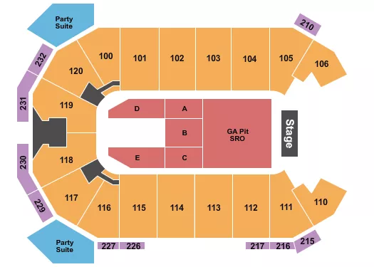 seating chart for Akins Arena at The Classic Center - Endstage GA Pit - eventticketscenter.com