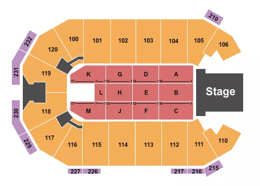 seating chart for Akins Arena at The Classic Center - End Stage - eventticketscenter.com