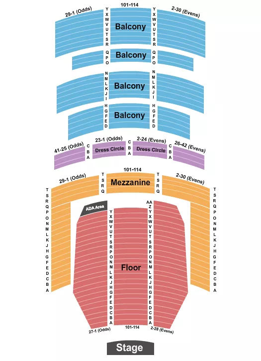 seating chart for Alabama Theatre - Birmingham - Endstage Floor - eventticketscenter.com