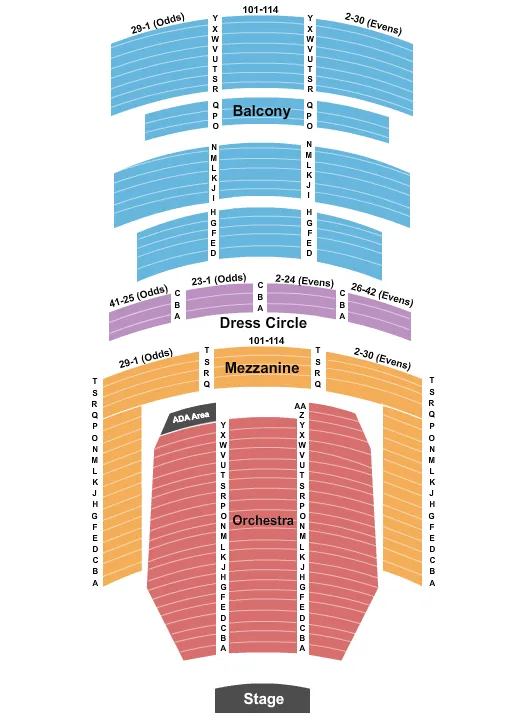 seating chart for Alabama Theatre - Birmingham - Endstage Floor - eventticketscenter.com