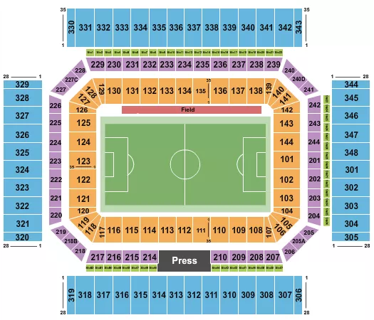seating chart for Alamodome - Soccer - eventticketscenter.com