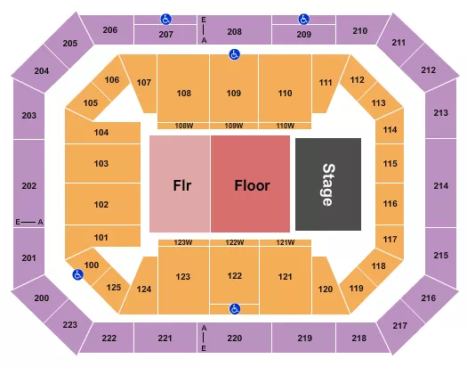 seating chart for Alaska Airlines Center - Endstage Floor/Flr - eventticketscenter.com