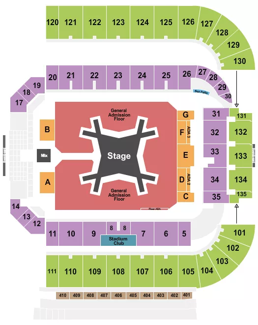 seating chart for Albertsons Stadium - Luke Combs - eventticketscenter.com