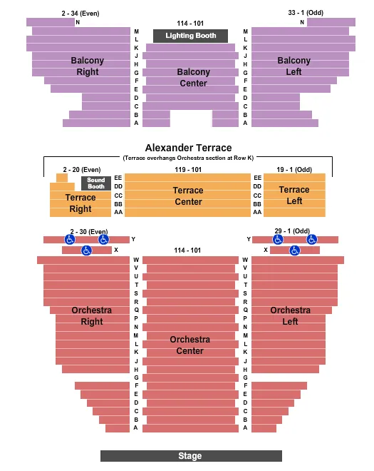 seating chart for Alex Theatre - Glendale - Endstage - eventticketscenter.com