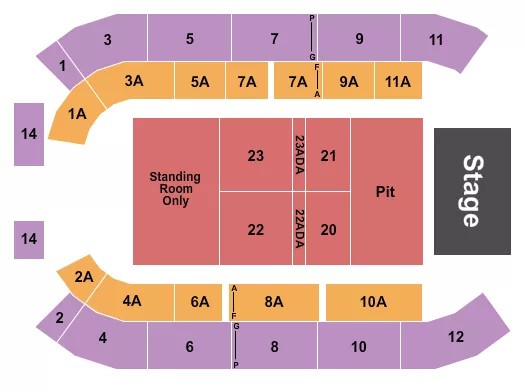 seating chart for All Seasons Arena At North Dakota State Fairgrounds - Endstage Pit - eventticketscenter.com