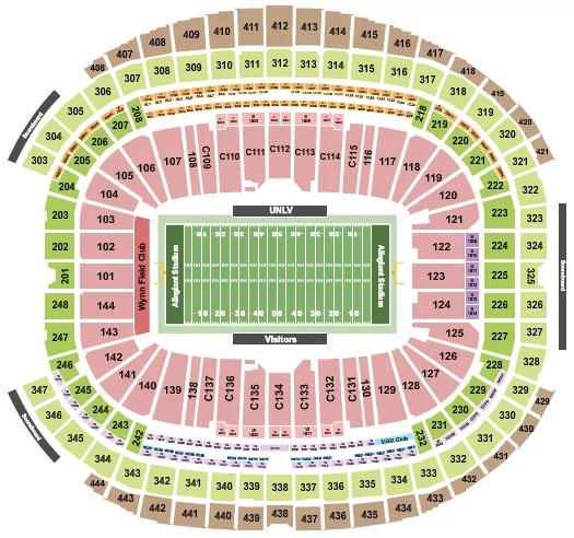 seating chart for Allegiant Stadium - Football Row - College - eventticketscenter.com