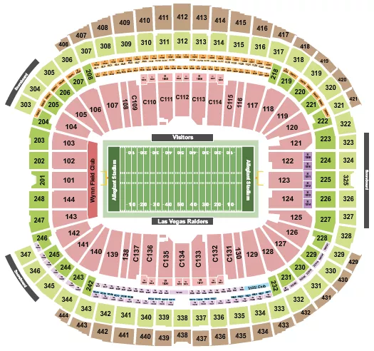 seating chart for Allegiant Stadium - Football Rows - NFL - eventticketscenter.com