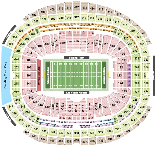 seating chart for Allegiant Stadium - Football Rows - NFL - eventticketscenter.com
