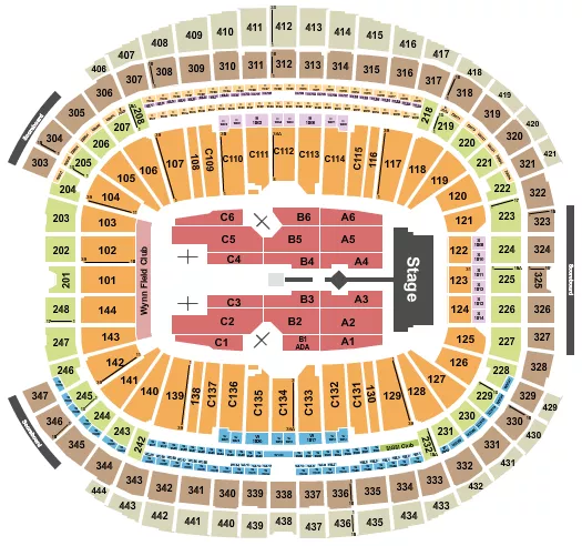 seating chart for Allegiant Stadium - Fuerza Regida - eventticketscenter.com