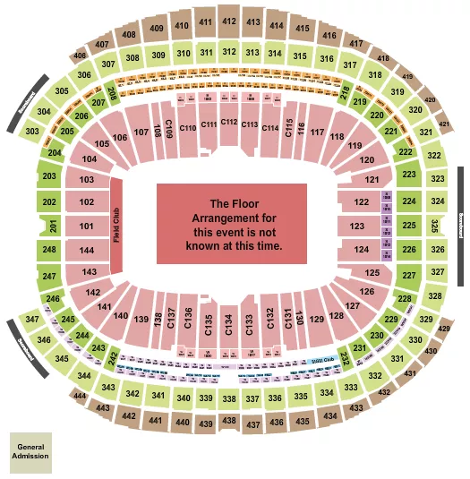 seating chart for Allegiant Stadium - Generic Floor RW - eventticketscenter.com