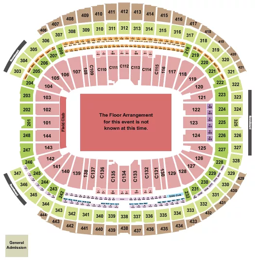 seating chart for Allegiant Stadium - Generic Floor RW - eventticketscenter.com