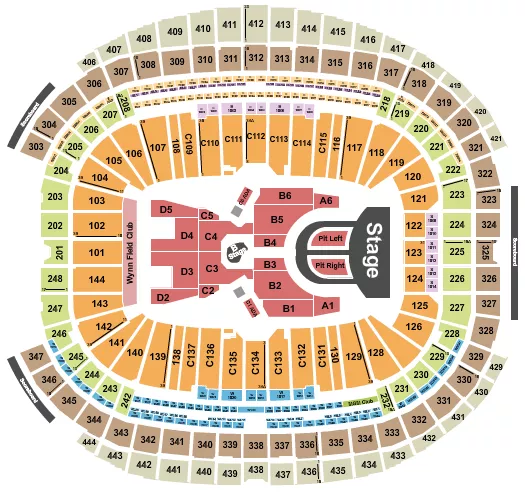 seating chart for Allegiant Stadium - Karol G - eventticketscenter.com