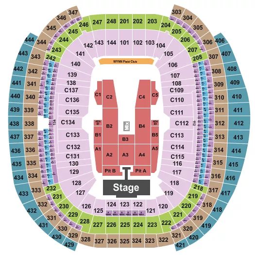 seating chart for Allegiant Stadium - Luke Bryan - eventticketscenter.com