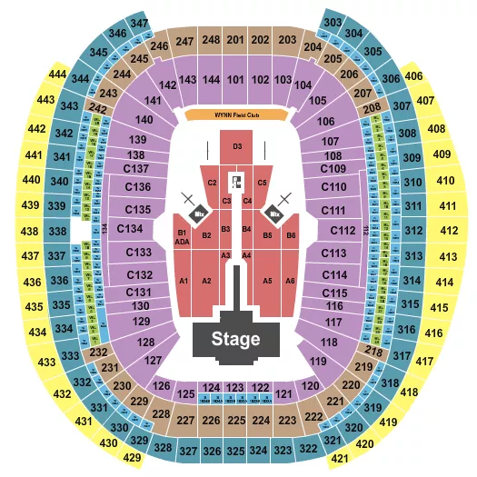 seating chart for Allegiant Stadium - Shakira - eventticketscenter.com