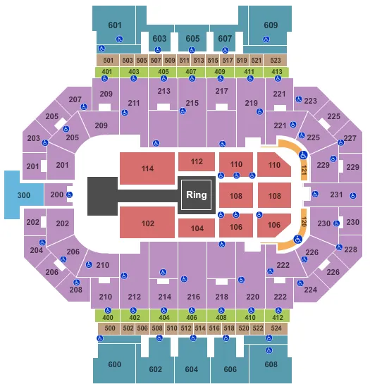 seating chart for Allen County War Memorial Coliseum - WWE - eventticketscenter.com
