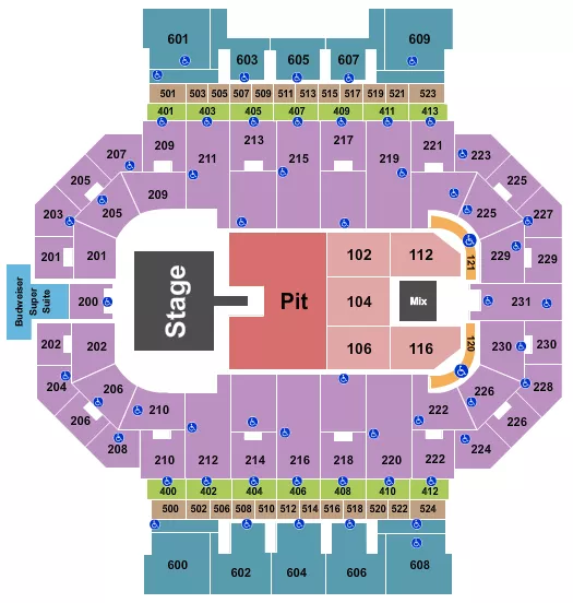 seating chart for Allen County War Memorial Coliseum - Endstage GA Pit w/ Catwalk - eventticketscenter.com
