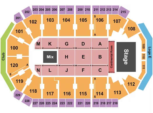 seating chart for Credit Union of Texas Event Center - Endstage RSV Cont - eventticketscenter.com