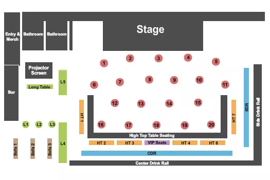seating chart for Almost Famous Wine Lounge - Tables 2 - eventticketscenter.com