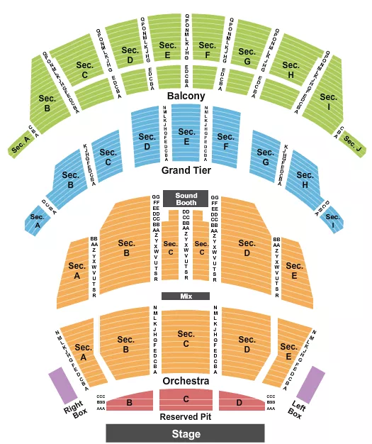 seating chart for Altria Theater - Richmond - Endstage Reserved Pit - eventticketscenter.com