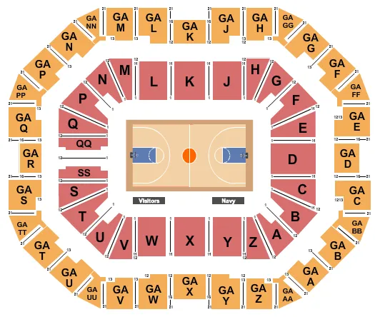 seating chart for Alumni Hall - MD - Basketball GA Upper - eventticketscenter.com