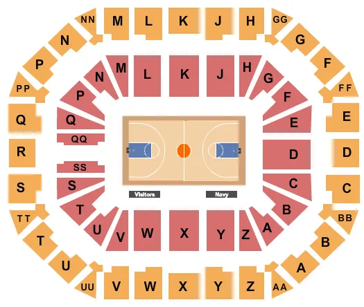 seating chart for Alumni Hall - MD - Basketball - eventticketscenter.com