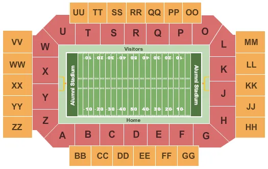seating chart for Alumni Stadium - Chestnut Hill - Football - eventticketscenter.com
