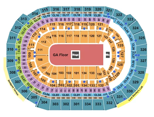 seating chart for Amerant Bank Arena - Center Stage GA Floor - eventticketscenter.com