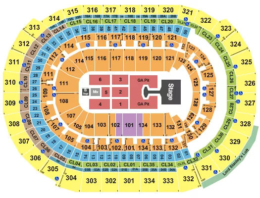 seating chart for Amerant Bank Arena - Disturbed - eventticketscenter.com