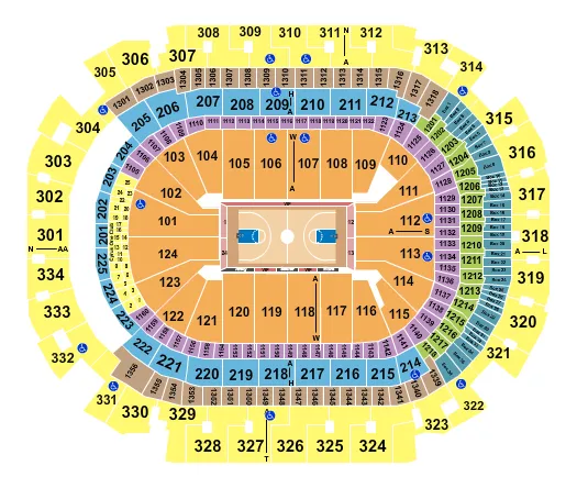 seating chart for American Airlines Center - Basketball - eventticketscenter.com