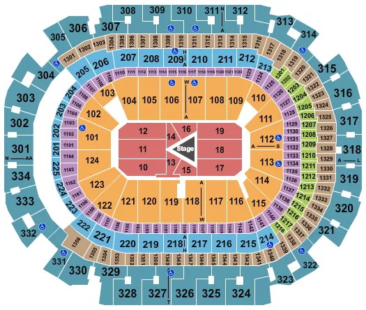 seating chart for American Airlines Center - Center Stage 2 - eventticketscenter.com