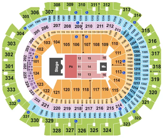 seating chart for American Airlines Center - Endstage GA Pit 2 - eventticketscenter.com