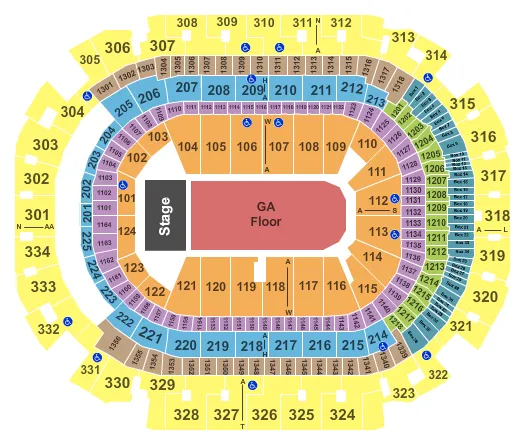seating chart for American Airlines Center - End Stage GA - eventticketscenter.com