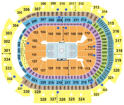 seating chart for American Airlines Center - Hockey - eventticketscenter.com