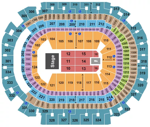 seating chart for American Airlines Center - Endstage 6 - eventticketscenter.com