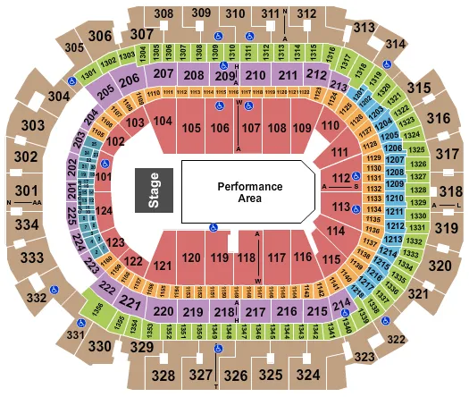 seating chart for American Airlines Center - Open Floor - eventticketscenter.com