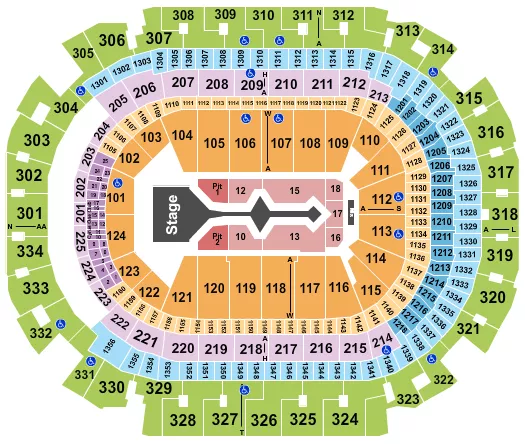 seating chart for American Airlines Center - Shakira - eventticketscenter.com