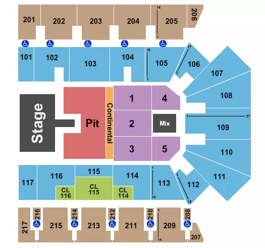 seating chart for Hilliard Center Arena - Endstage Pit/Cont/Catw - eventticketscenter.com
