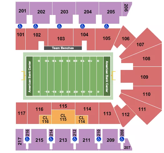 seating chart for American Bank Center - Indoor Football - eventticketscenter.com