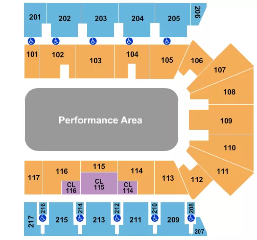 seating chart for American Bank Center - Performance Area - eventticketscenter.com