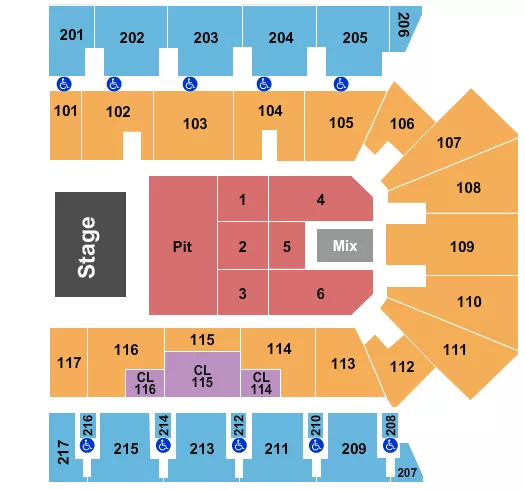 seating chart for American Bank Center - Pit GA/Flr Rsv 1-6 - eventticketscenter.com
