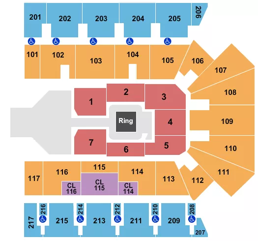 seating chart for American Bank Center - WWE - eventticketscenter.com