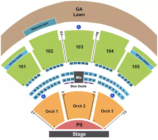 seating chart for Ameris Bank Amphitheatre - End Stage Pit - eventticketscenter.com