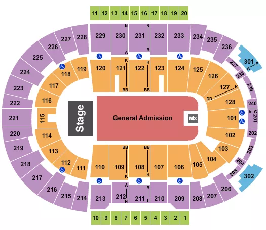 seating chart for Amica Mutual Pavilion - Endstage GA - eventticketscenter.com