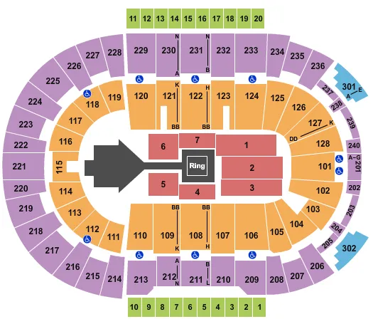 seating chart for Amica Mutual Pavilion - WWE - eventticketscenter.com