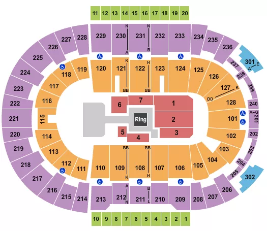 seating chart for Amica Mutual Pavilion - WWE - eventticketscenter.com