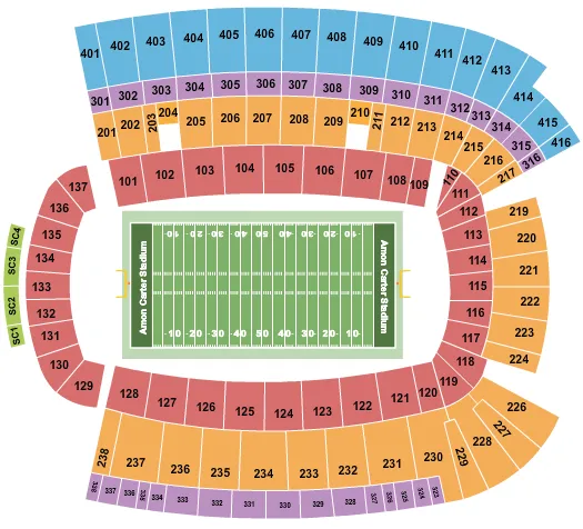 seating chart for Amon Carter Stadium - Football - eventticketscenter.com