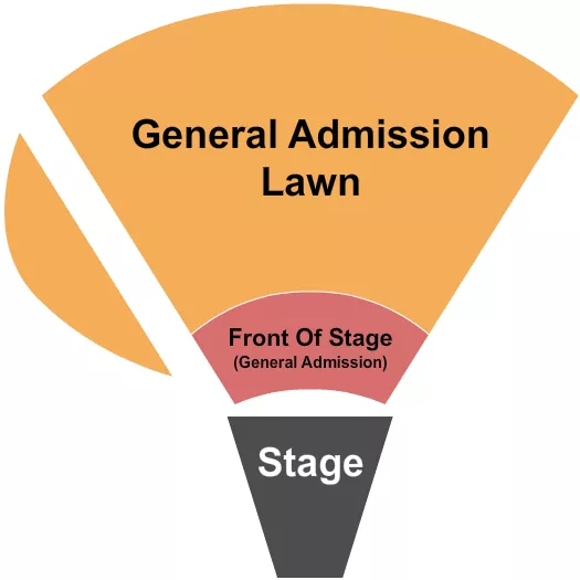 Endstage GA/Front Seating Chart at Amphitheater At Quarry Park. The chart shows the main floor/stage with seating options surrounding it, which are color coded